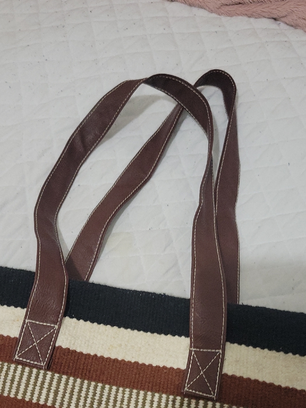 Southwestern Woven Tote Bag in Black, Brown & Cream - Picture 9 of 9